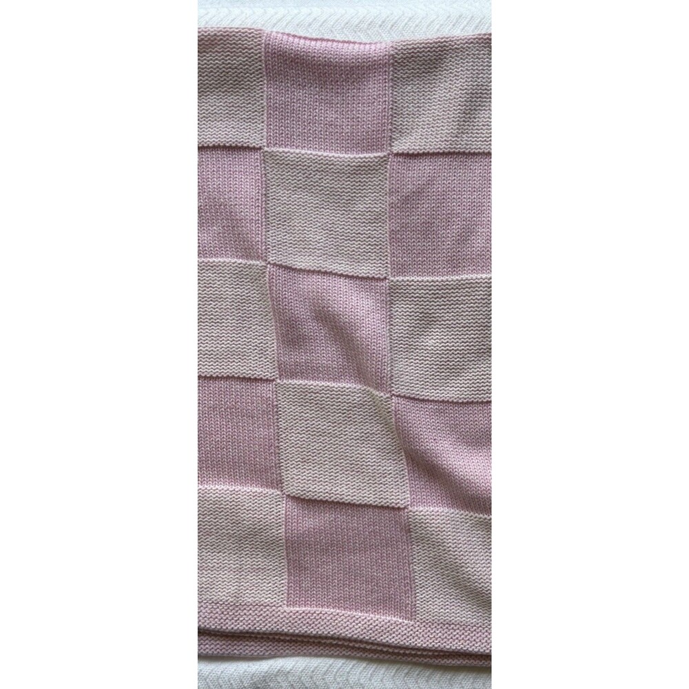 Alashan Cotton Cashmere Blend Charlie Knit Baby Blanket Bermuda Pink Checked